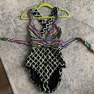 Trina Turk low cut cross back tie bathing suit